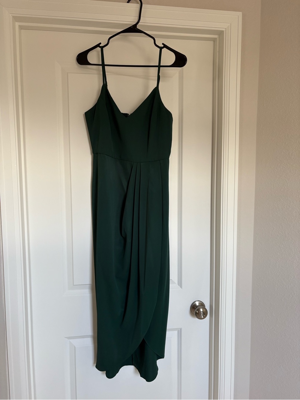 Lulu's Deep Green Midi Spaghetti Strap Dress